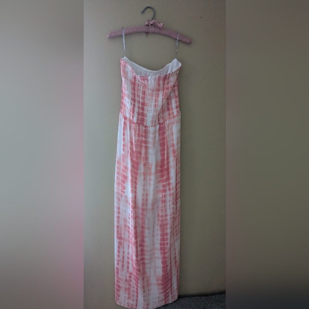 Guess Pink and White Smocked Dress